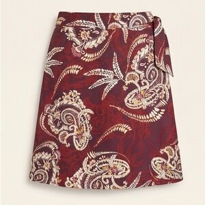 Talbots Womens Plus 18‎ Paisley Silk Wrap Skirt Burgundy Red Purple NEW